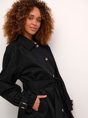 Kaffe KAelise Knee Length Buttons Trench Coat - Image 3 of 5