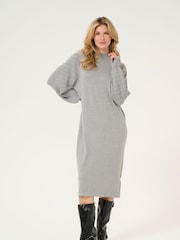 Kaffe KAnanna Long Sleeve High Neck Knit Dress - Image 1 of 4