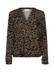 Kaffe KAditte V-Notch Neck Elastic Hem Blouse - Image 5 of 6