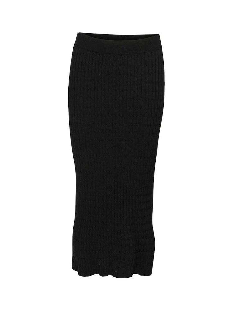 Kaffe KAsilla Midi Length Knitted Pencil Black Skirt - Image 5 of 5