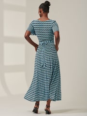 Jolie Moi Blue Spot Print Mesh Maxi Dress - Image 2 of 6