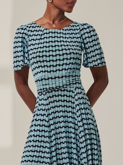 Jolie Moi Blue Spot Print Mesh Maxi Dress - Image 3 of 6