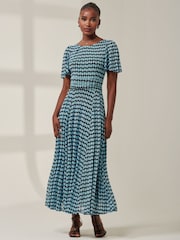 Jolie Moi Blue Spot Print Mesh Maxi Dress - Image 4 of 6