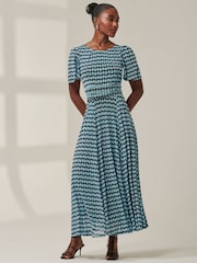 Jolie Moi Blue Spot Print Mesh Maxi Dress - Image 5 of 6