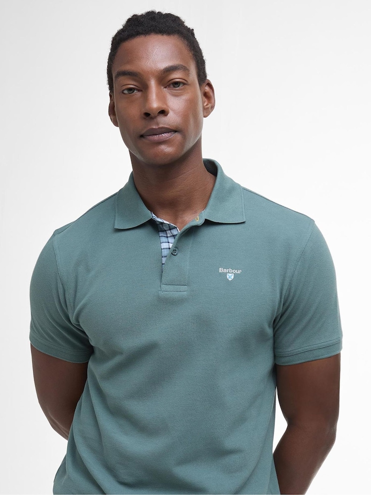 Barbour® Vintage Teal 100% Cotton Classic Polo Shirt - Image 3 of 6