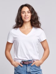 U.S. Polo Assn. White Womens Regular Fit V-Neck T-Shirt - Image 1 of 4