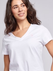 U.S. Polo Assn. White Womens Regular Fit V-Neck T-Shirt - Image 3 of 4