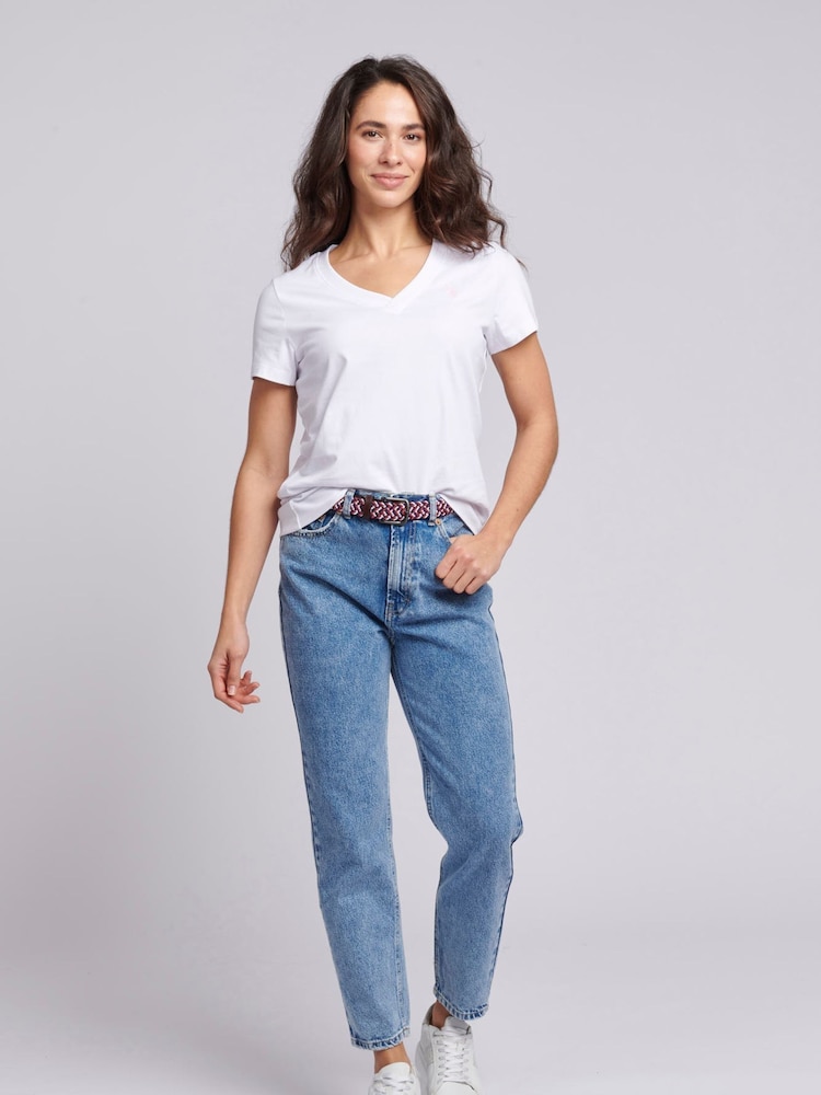 U.S. Polo Assn. White Womens Regular Fit V-Neck T-Shirt - Image 4 of 4