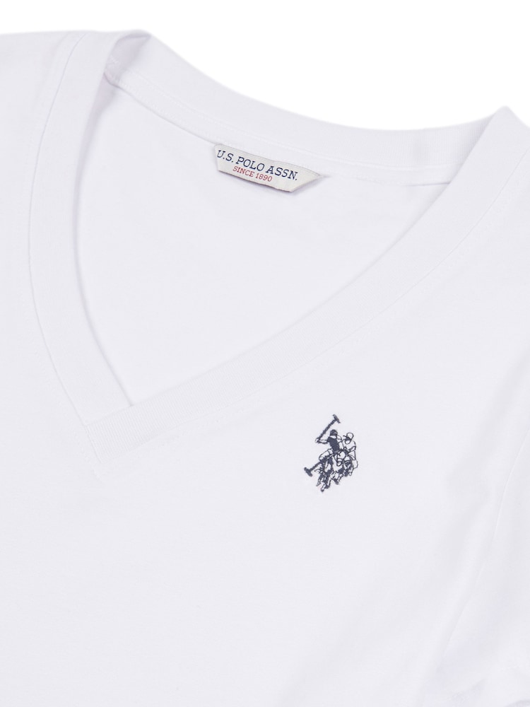 U.S. Polo Assn. White Womens Regular Fit V-Neck T-Shirt - Image 5 of 5 U.S. Polo Assn. White Womens Regular Fit V-Neck T-Shirt - Image 5 of 5