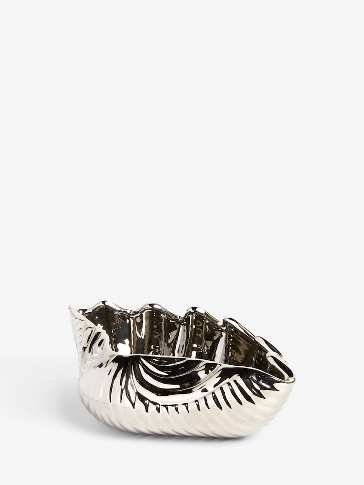Silver Ceramic Clam Shell Decorative Bowl - Image 4 of 4