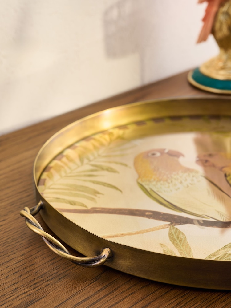 Gold Mirrored Parrot Metal Tray - Image 2 of 3