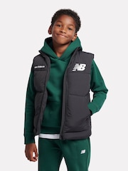 New Balance Black Boys Graphic Logo Quilted Gilet - Image 1 of 10
