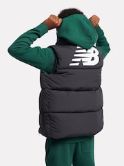 New Balance Black Boys Graphic Logo Quilted Gilet - Image 3 of 10
