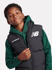 New Balance Black Boys Graphic Logo Quilted Gilet - Image 4 of 10