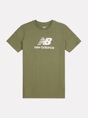 New Balance Green Light Kids Jersey Stacked 100% Cotton Logo T-Shirt - Image 1 of 3