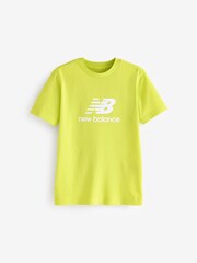New Balance Yellow Boys 100% Cotton Stacked Logo T-Shirt - Image 1 of 3