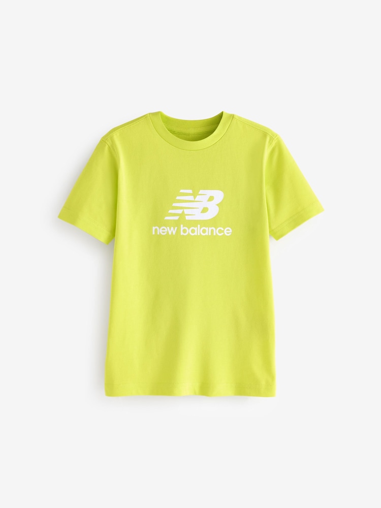 New Balance Yellow Boys 100% Cotton Stacked Logo T-Shirt - Image 1 of 3