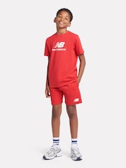 New Balance Red crome Kids Jersey Stacked 100% Cotton Logo T-Shirt - Image 1 of 6
