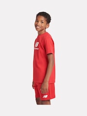 New Balance Red crome Kids Jersey Stacked 100% Cotton Logo T-Shirt - Image 2 of 6