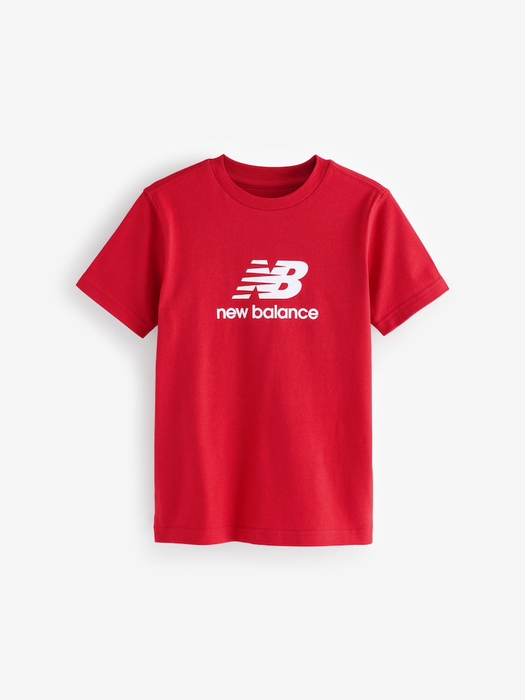 כרום אדום - New Balance Kids Jersey Stacked 100% Cotton Logo T-Shirt - Image 4 of 6