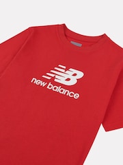 New Balance Red crome Kids Jersey Stacked 100% Cotton Logo T-Shirt - Image 6 of 6