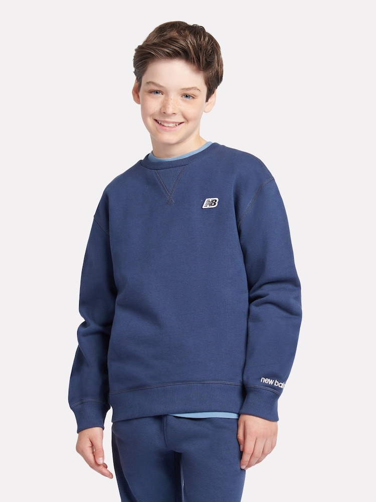 New Balance Blue Boys 100% Cotton Premium Loopback Sweatshirt - Image 1 of 9