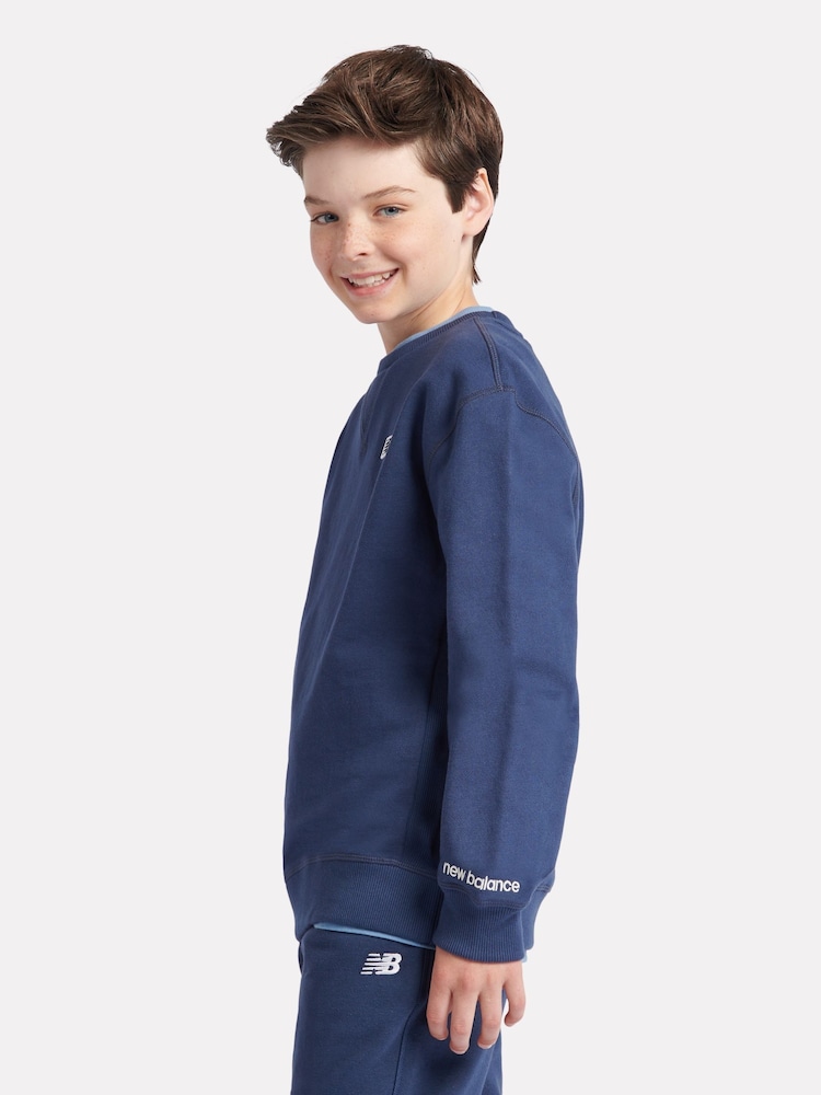 New Balance Blue Boys 100% Cotton Premium Loopback Sweatshirt - Image 2 of 9