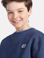 New Balance Blue Boys 100% Cotton Premium Loopback Sweatshirt - Image 4 of 9