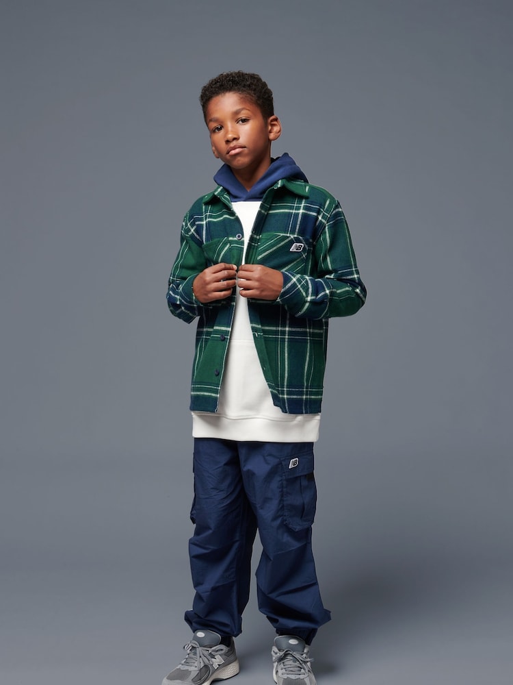 New Balance Blue Boys 100% Cotton Premium Parachute Trousers - Image 1 of 3
