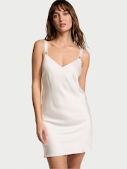 Victoria's Secret White Shine Strappy Back Satin Slip Dress - Image 2 of 3