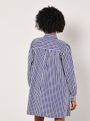 Apricot Blue Stripe Swing Shirt 100% Cotton Dress - Image 3 of 5
