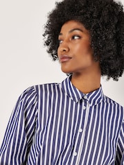 Apricot Blue Stripe Swing Shirt 100% Cotton Dress - Image 4 of 5
