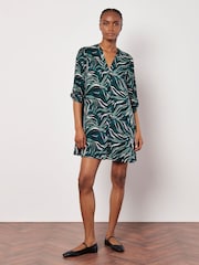 Apricot Green Lines And Dots Swing Shirt Dress - Image 1 of 5
