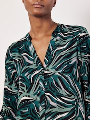 Apricot Green Lines And Dots Swing Shirt Dress - Image 3 of 5