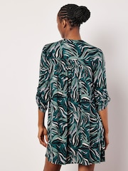 Apricot Green Lines And Dots Swing Shirt Dress - Image 4 of 5