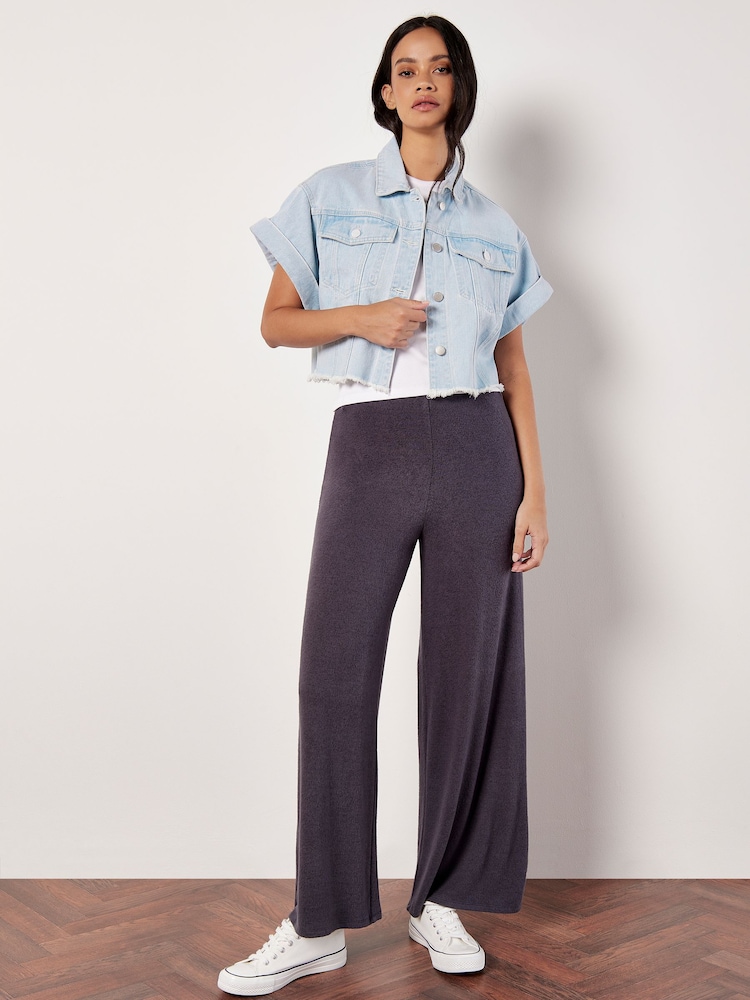 Apricot Blue Turn Up Crop Denim Jacket - Image 2 of 5