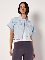 Apricot Blue Turn Up Crop Denim Jacket - Image 5 of 5