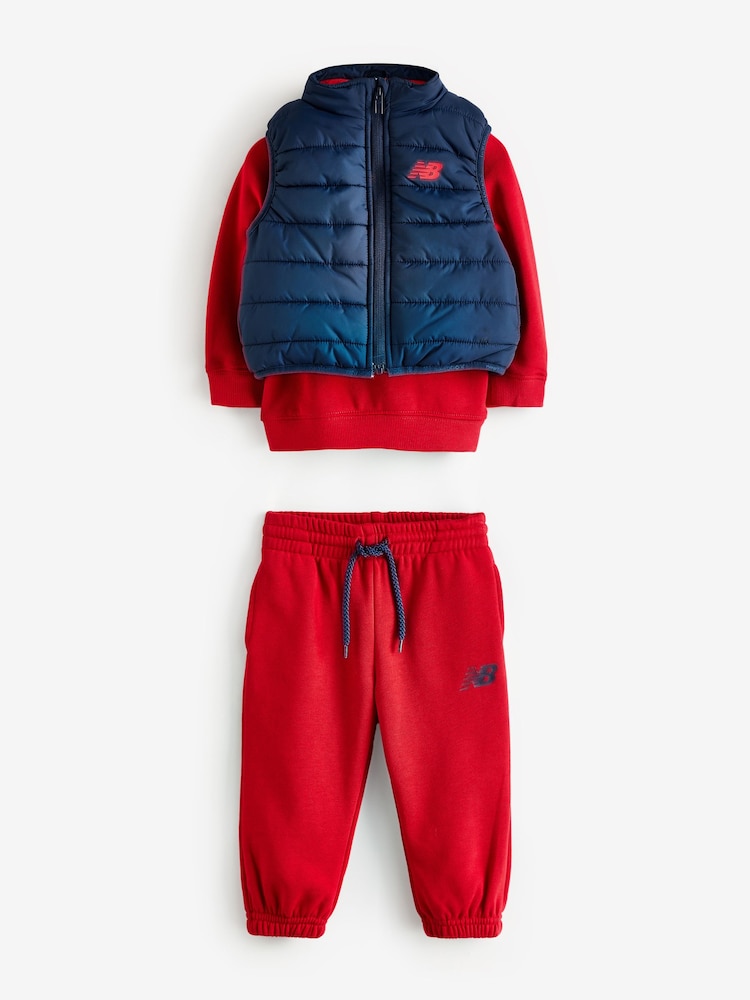 New Balance Red Baby Boys Sweatshirt Joggers And Gilet Set - Image 1 of 2