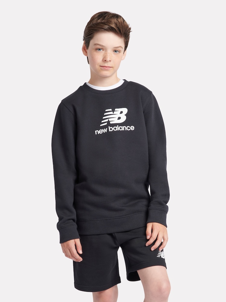 New Balance Black Boys Stacked Logo Sweatshirt - Image 1 of 8