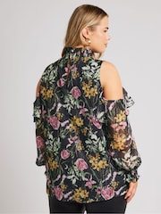 Блузка с вырезами на плечах и сборками Yours Curve London - Image 3 of 5