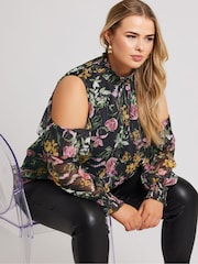 Блузка с вырезами на плечах и сборками Yours Curve London - Image 4 of 5