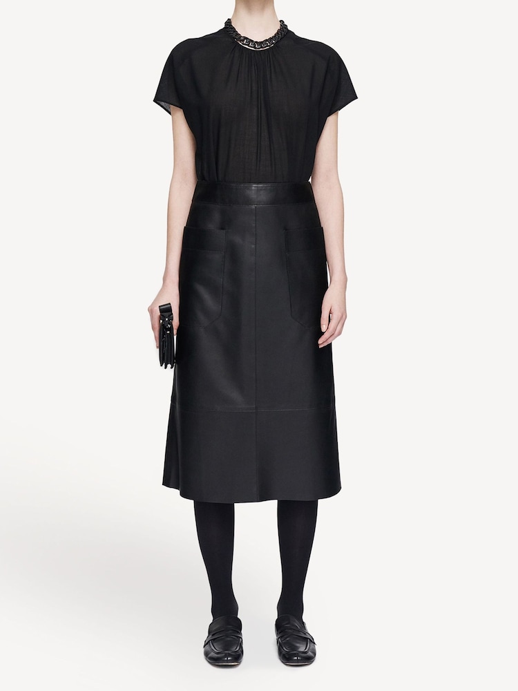 Joseph Black Blomfield Leather Midi Skirt - Image 1 of 4