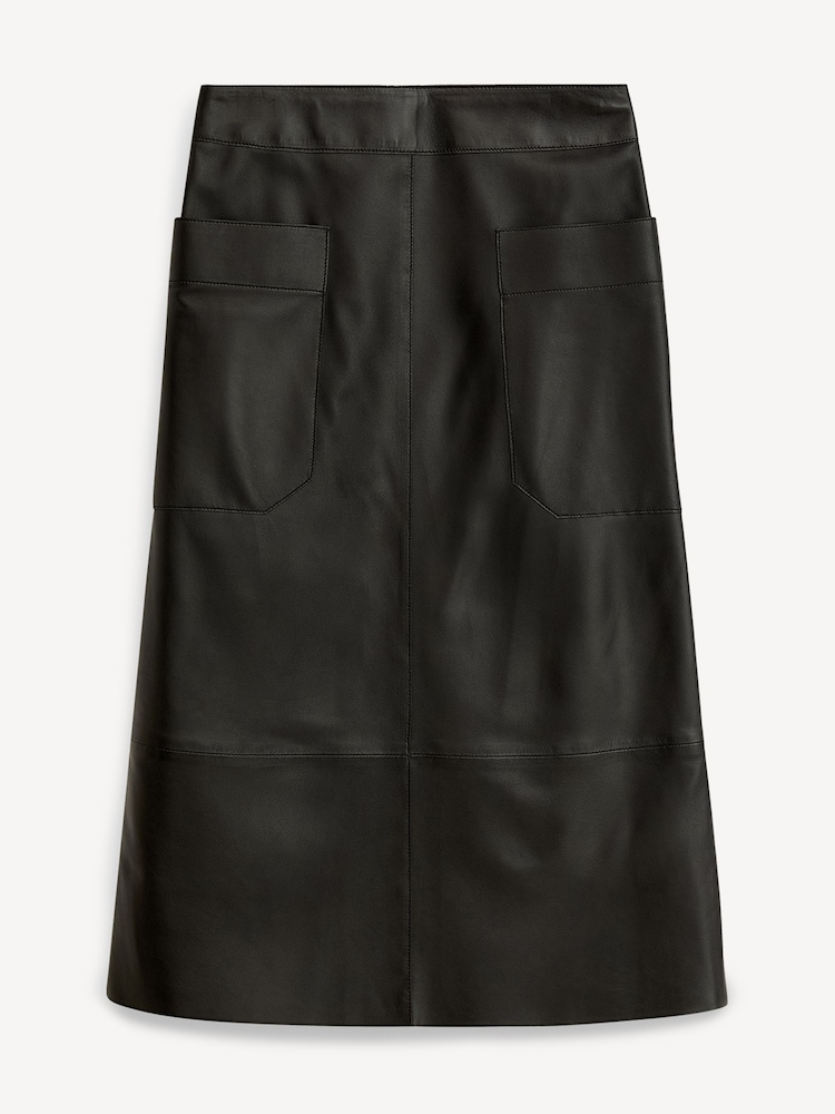 Joseph Black Blomfield Leather Midi Skirt - Image 4 of 4