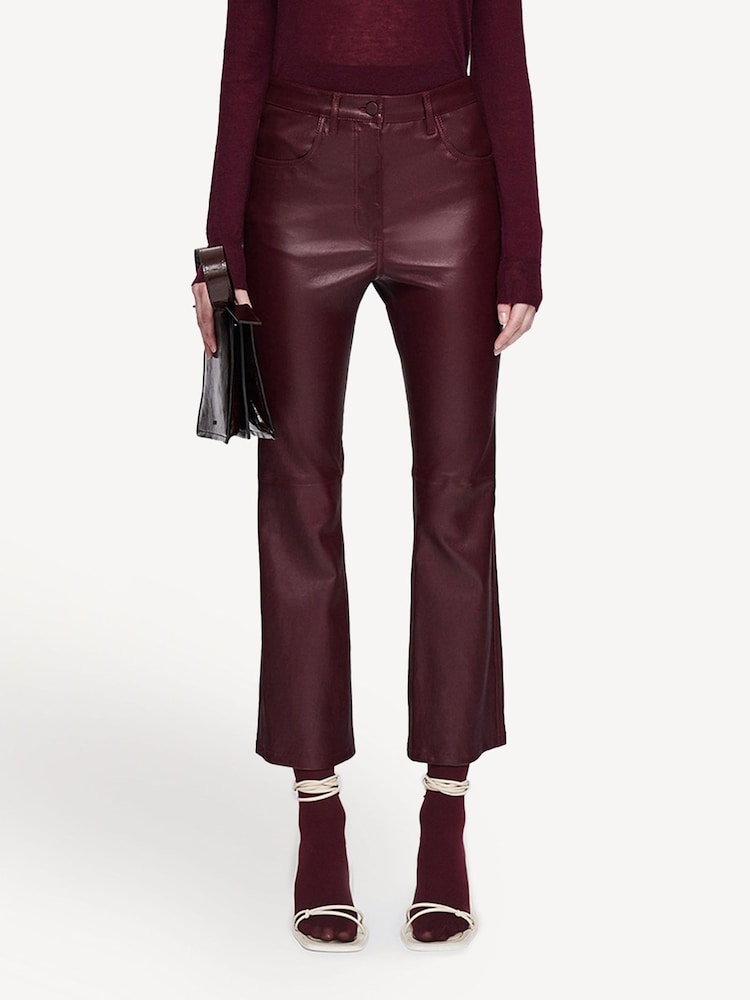 Joseph Red Duke Leather Stretch Flared Trousers - Image 1 of 6