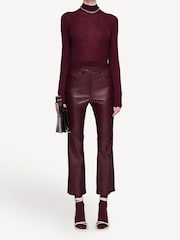 Joseph Red Duke Leather Stretch Flared Trousers - Image 3 of 6