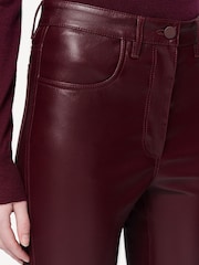 Joseph Red Duke Leather Stretch Flared Trousers - Image 4 of 6