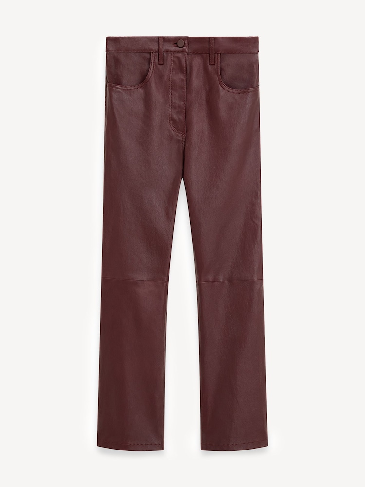 Joseph Red Duke Leather Stretch Flared Trousers - Image 6 of 6