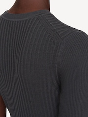 Joseph Grey Merino Rib Midi Dress - Image 6 of 7