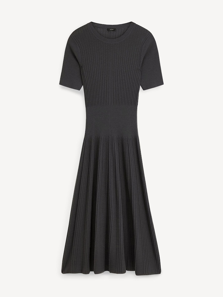 Joseph Grey Merino Rib Midi Dress - Image 7 of 7