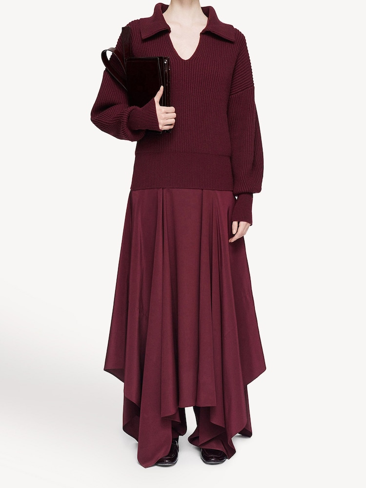 Joseph Red Open Collar Merino Wool Jumper - Image 1 of 8
